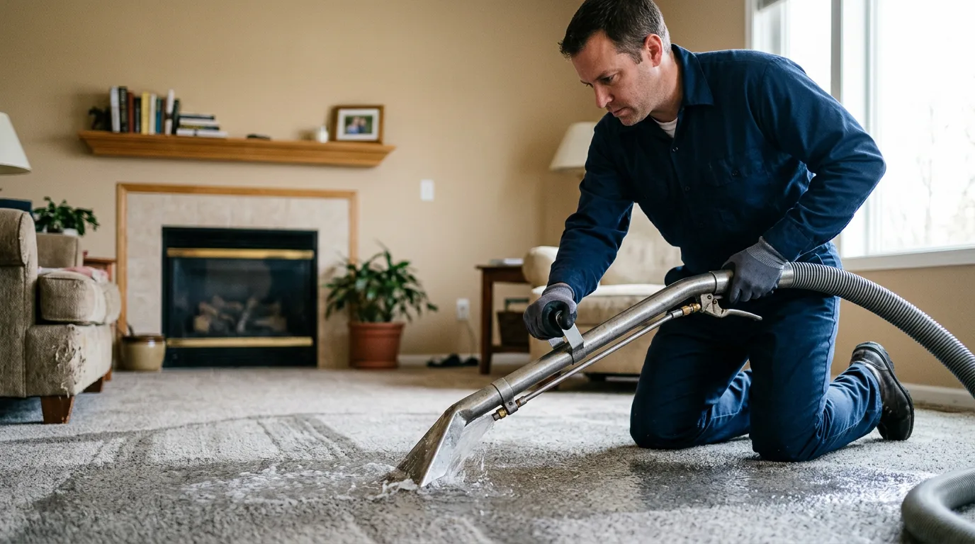 Water damage restoration technician working near Bitely, MI